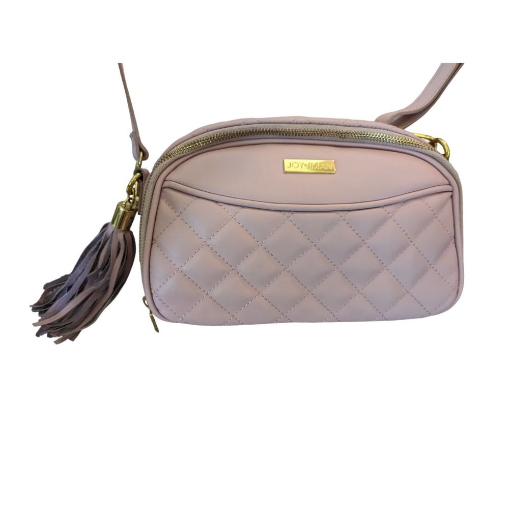 Joy & Iman Diamond Quilted Genuine Leather Crossbody with RFID Dark Blush - Picture 9 of 16